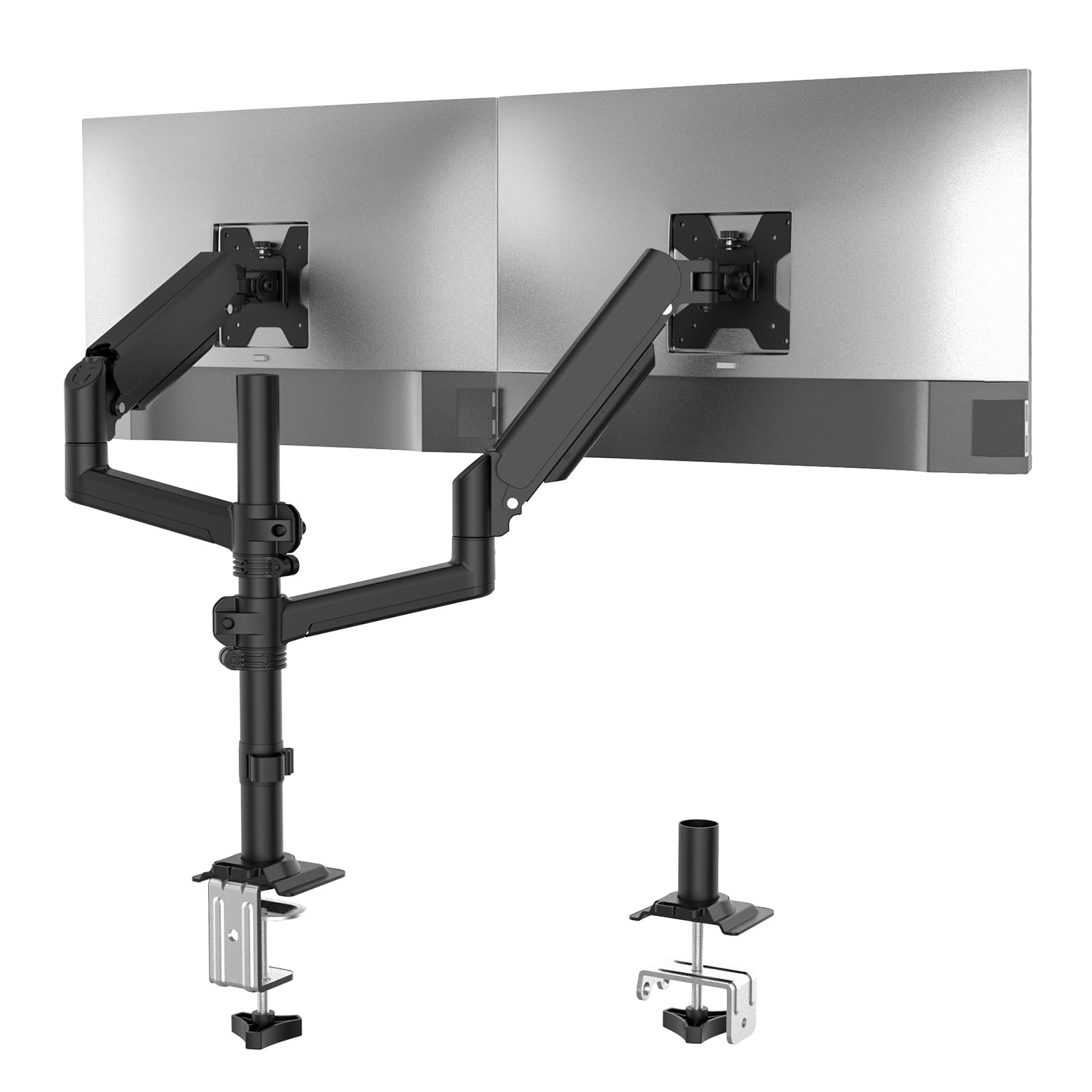 Dual Monitor Mount, 13-33 Inch Adjustable Dual Monitor Arm for Desk Holds Max 19.8 lbs Screens, Swivel Vesa Bracket with C Clamp, Grommet Mounting, Monitor Arms for 2 Monitors (GSDM002)