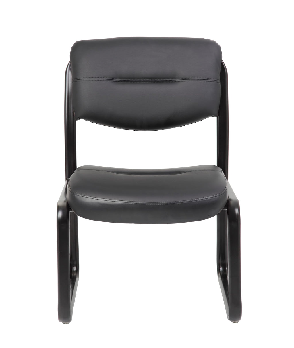 B9539 Leather Sled Base Side Chair in Black, 250