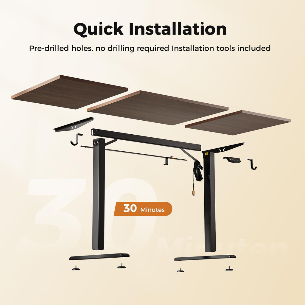 Electric Standing Desk, 63 x 23.6 Inches, Dark Walnut