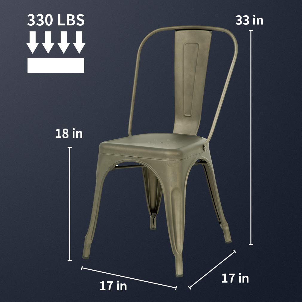 Metal Chair Dining Chair Set of 4 Patio Chair Home Kitchen Chair 18 Inch Seat Height Dinning Room Chair Stackable Metal Bar Chairs Indoor Outdoor Chairs Tolix Bar Side Chair Dining Chair