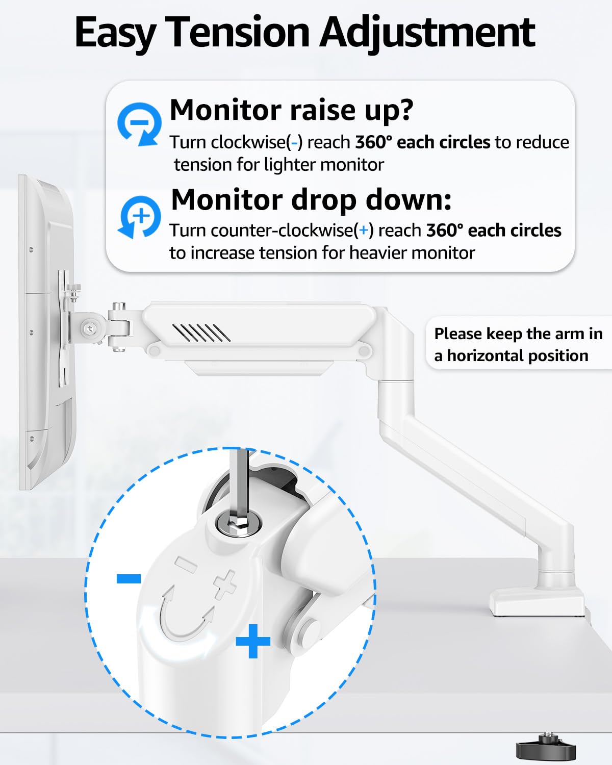 Dual Monitor Stand fits up to 32 inch, 4.4-22 lbs Computer Screens, Dual Monitor Desk Mount Height Adjustable, Monitor Arms for 2 Monitors, Home Office VESA Mounts, Freelift White