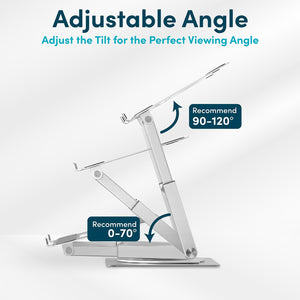 360 Rotating Ergonomic Laptop Stand for Desk, Laptop Riser with Swivel Base, Adjustable Computer Stand for 10-17