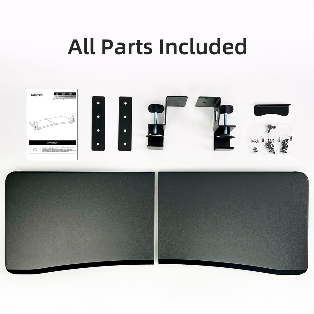 Large Keyboard Tray Under Desk Pull Out with C Clamp Mount, Computer Keyboard & Mouse Tray, 34 (38 Including Clamps) x 11.8 inch Slide-Out Platform Computer Drawer for Typing, Black, DSF1LB