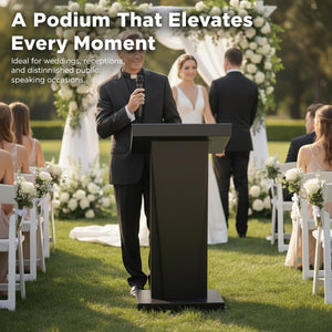 Metal Podium Stand, Lectern for Presentations (Black-03)