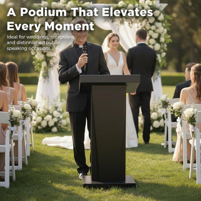 Metal Podium Stand, Lectern for Presentations (Black-03)