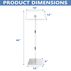 Podium Stand, Lecterns & Podiums, Acrylic Podium, Portable Podium Stand, Adjustable Angles with Metal Base, Podium for Classroom, Church, Weddings, Speech, 16