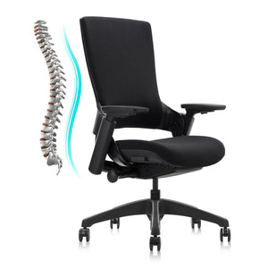 Swivel Executive Computer Chair with 3D Armrest and Lumbar Support, Adjustable Ergonomic Fabric Backrest Task Chair for Home Office Conference Room