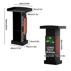 Customizable Logo & Text Podium,Wood Lectern Stand with Adjustable Partition,Church Pulpit with Storage,Mic Stand Space,Wooden Podium for Churches,Seminars and Schools