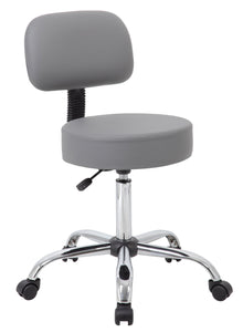 Be Well Medical Spa Professional Adjustable Drafting Stool with Back, Grey (B245-GY)
