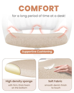 Office Desk Computer Chair Ergonomic Mesh Gaming Cushion Seat with Comfy Lumbar Mid Back Support Adjustable Height Swivel Rolling Wheels for Home Task (Beige)