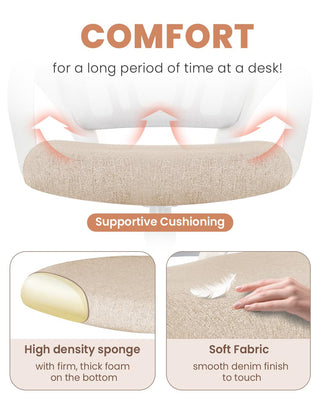 Office Desk Computer Chair Ergonomic Mesh Gaming Cushion Seat with Comfy Lumbar Mid Back Support Adjustable Height Swivel Rolling Wheels for Home Task (Beige)