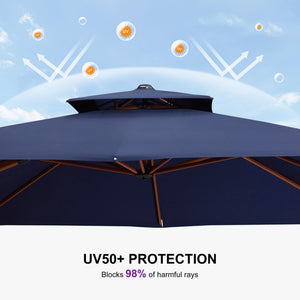 11ft Patio Umbrella Outdoor Square Umbrella Large Cantilever Umbrellas Windproof Offset Umbrellas Heavy Duty Sun Umbrella for Garden Deck Pool Patio, Navy Blue