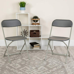 Set of 10, Gray, Hercules Series Plastic Folding Chairs for Parties and Weddings, Stackable Commercial Event Seats,