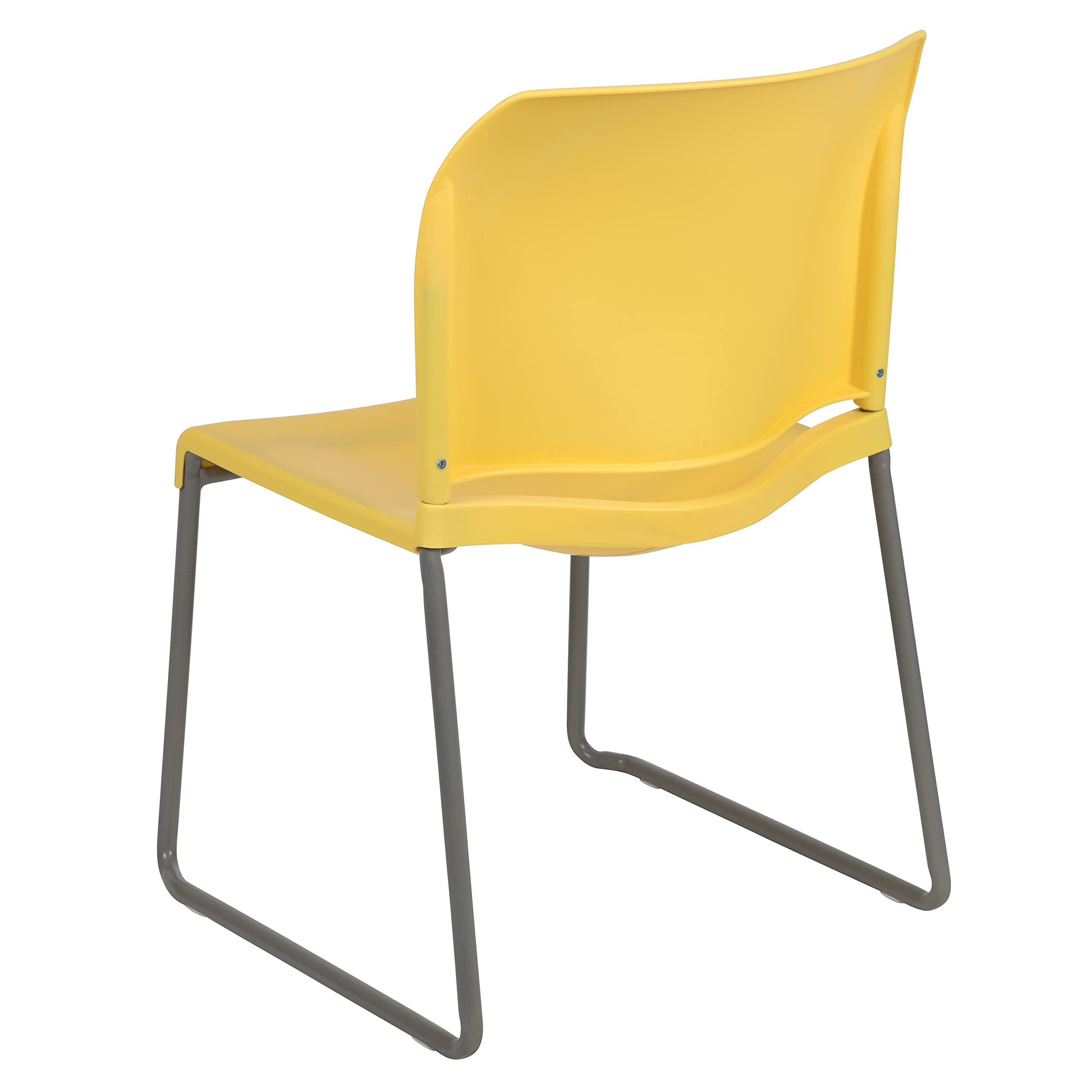 HERCULES Series 880 lb. Capacity Yellow Full Back Contoured Stack Chair with Gray Powder Coated Sled Base