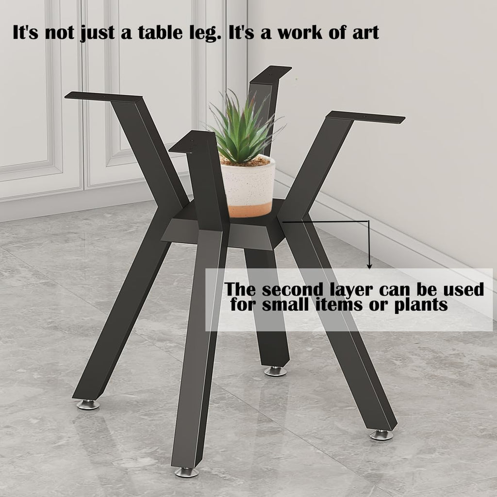 Metal Table Base，Modern Coffee Table Legs 28 Inch, Dining Table Legs for Glass, Marble, and Wood Table Tops, Heavy Duty Desk Legs Furniture Legs for Home,Kitchen,Office (Black)