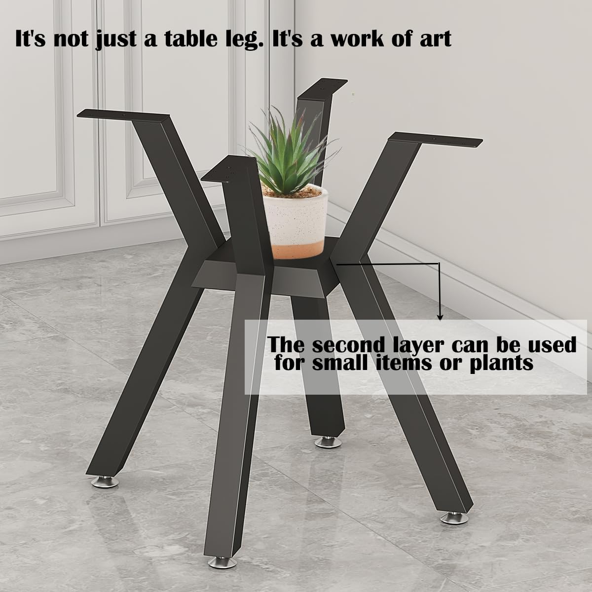 Metal Table Base，Modern Coffee Table Legs 28 Inch, Dining Table Legs for Glass, Marble, and Wood Table Tops, Heavy Duty Desk Legs Furniture Legs for Home,Kitchen,Office (Black)