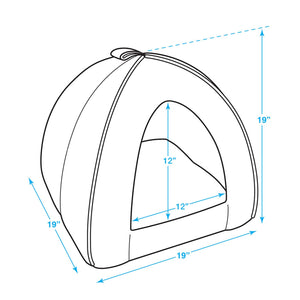 Dog House Bed Crate Mat Tent Indoor Round Soft Plush for Small, Medium, and Large Breeds - Gray Lattice, 19 x 19 x H:19