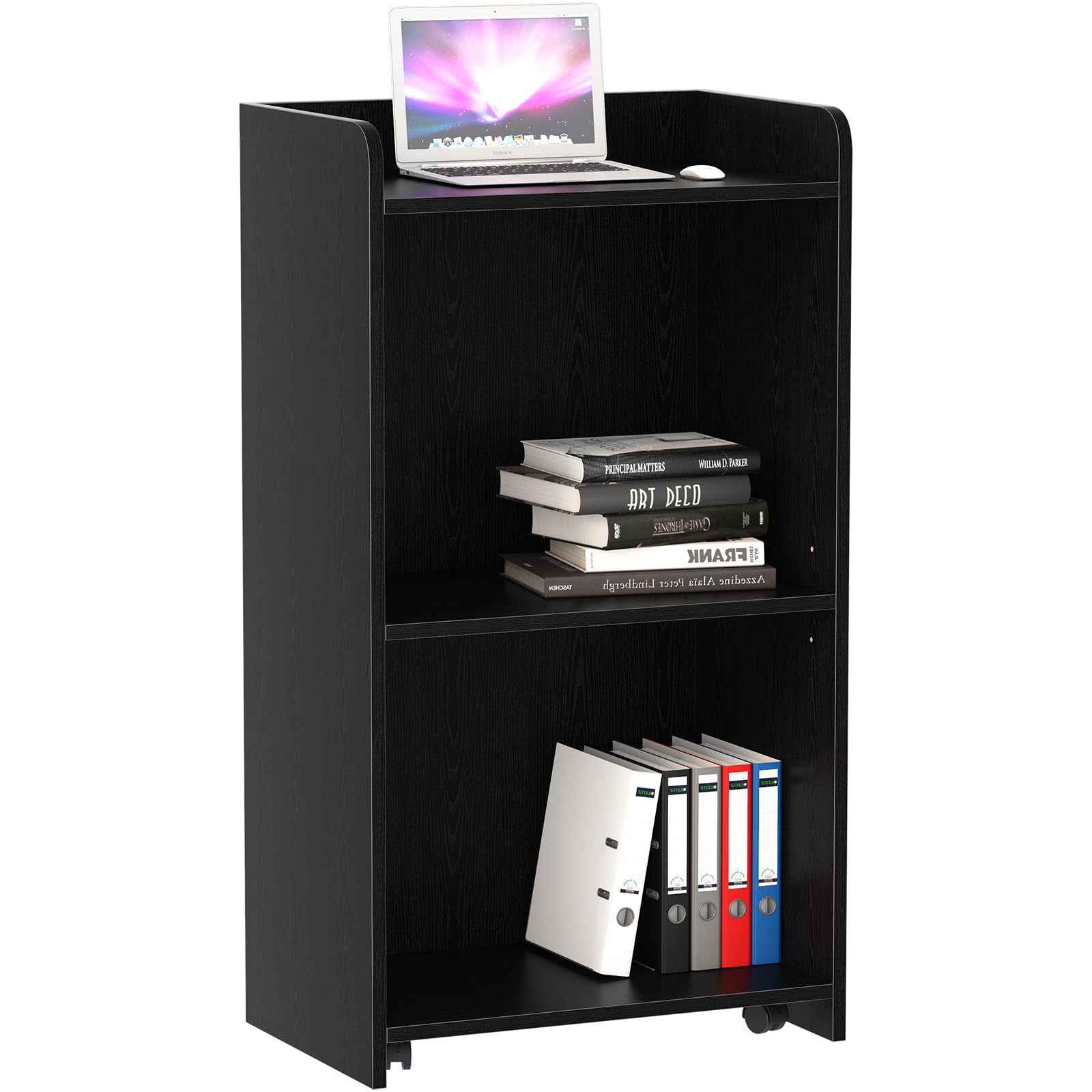 Podium Stand - Portable Podium Stand with 4 Rolling Wheels, Pulpits for Churches with Adjustable Shelf, Hostess Stand, Mobile Teacher lecterns & podiums for Church, Classroom, Office (Black)
