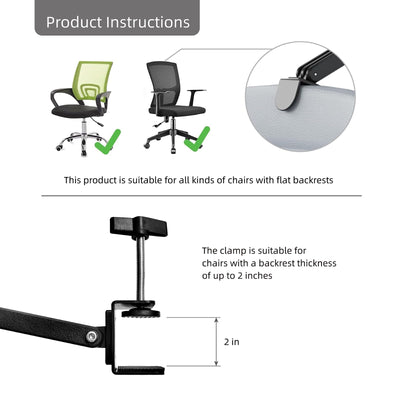 Memory Foam Headrest Attachment for Office Chair, Attachable Chair Head Rest, Desk Chair Neck Support, Elastic Sponge Head Pillow Adjustable Height and Angle (Black)
