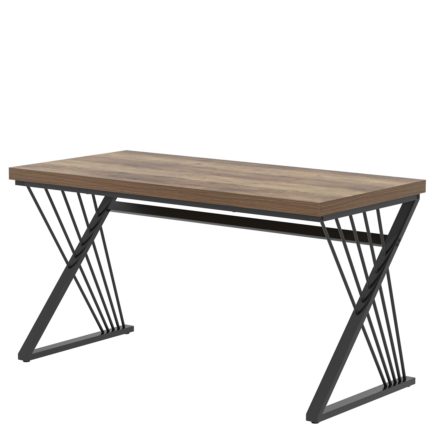 Computer Desk, Wood and Metal Study Writing Gaming Table for Bedroom Living Room, Rustic Oak, 53 Inch