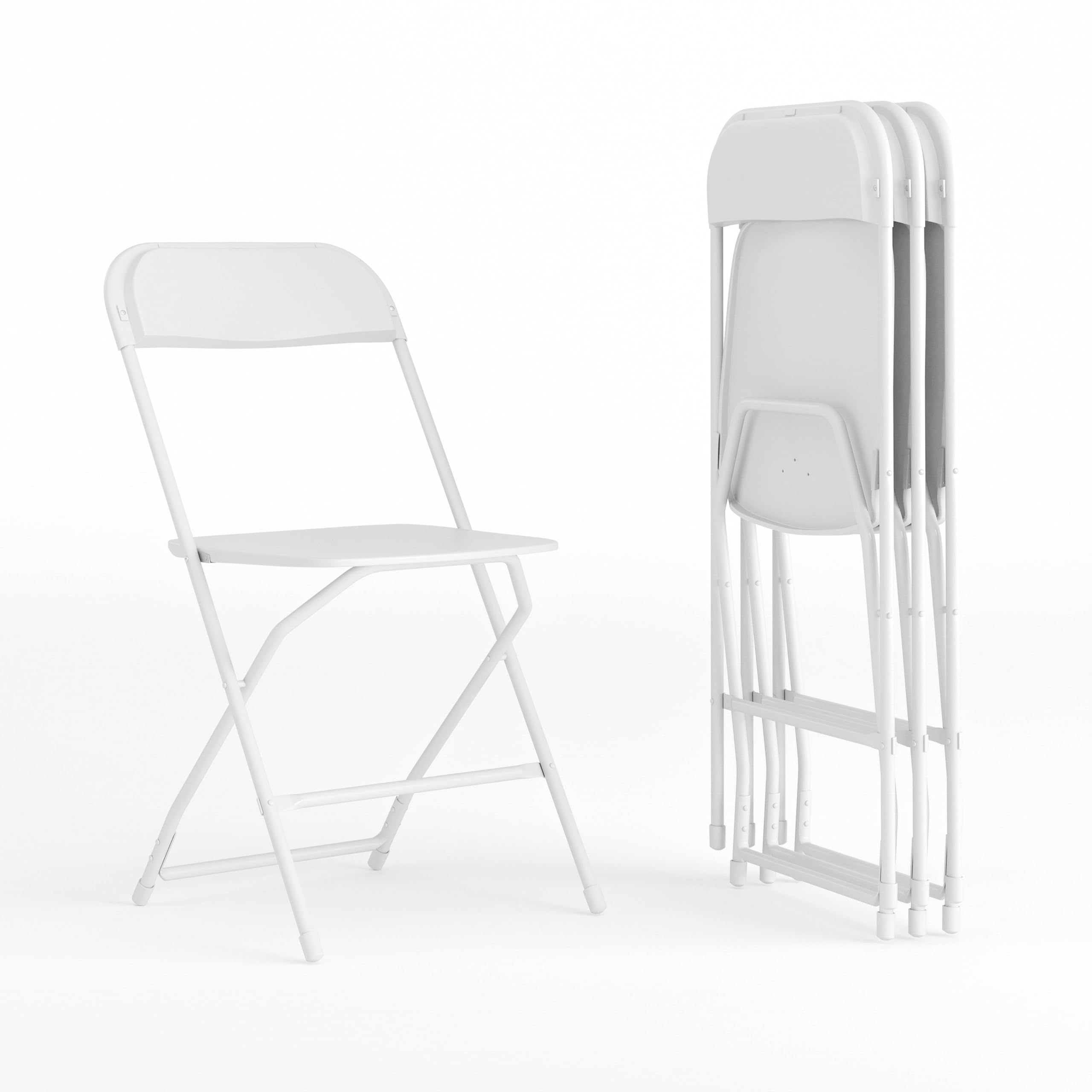 4 Pack, Hercules Series Plastic Folding Chair - White -  650LB Weight Capacity Comfortable Event Chair-Lightweight Folding Chair