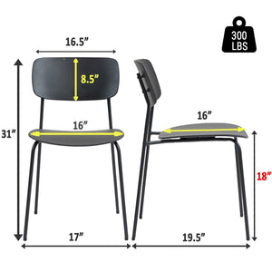 Stackable Chairs Set of 4, Waiting Room Chairs with Metal Legs and Ergonomic Plastic Seat, Stacking Office Chairs for Conference Reception Church Banquet, Black