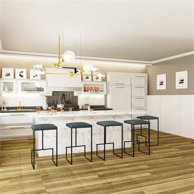 Counter Height Bar Stool, Modern Backless Bar Stool for Kitchen Island & Home Bar, Faux Leather Upholstered Seat with Metal Frame, Industrial Style Counter Stool, Blue