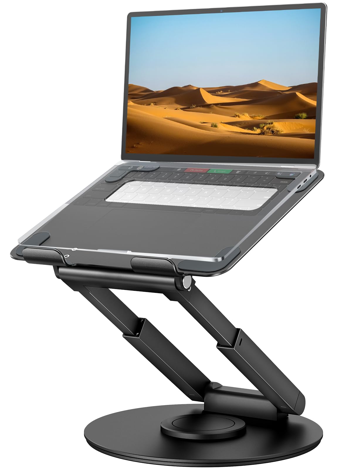 Laptop Stand for Desk with 360° Swivel Base, Sit to Stand, Height Adjustable, Portable Riser Holder for Good Posture, Compatible with MacBook Pro, All Laptops 10-17