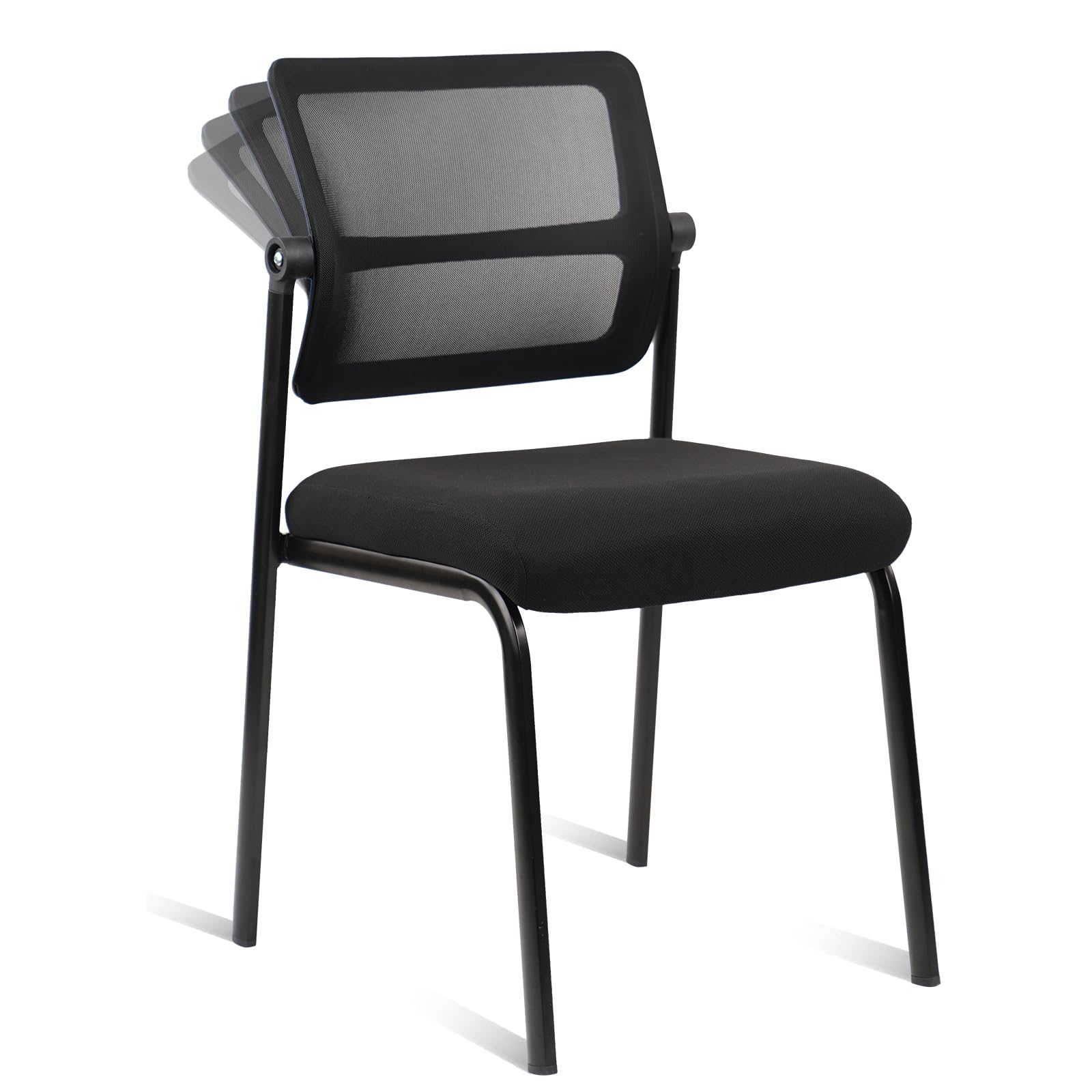 Stacking Armless Office Waiting Room Chair with Adjustable Backrest, Stackable Mesh Guest Reception Desk Chairs with Ergonomic