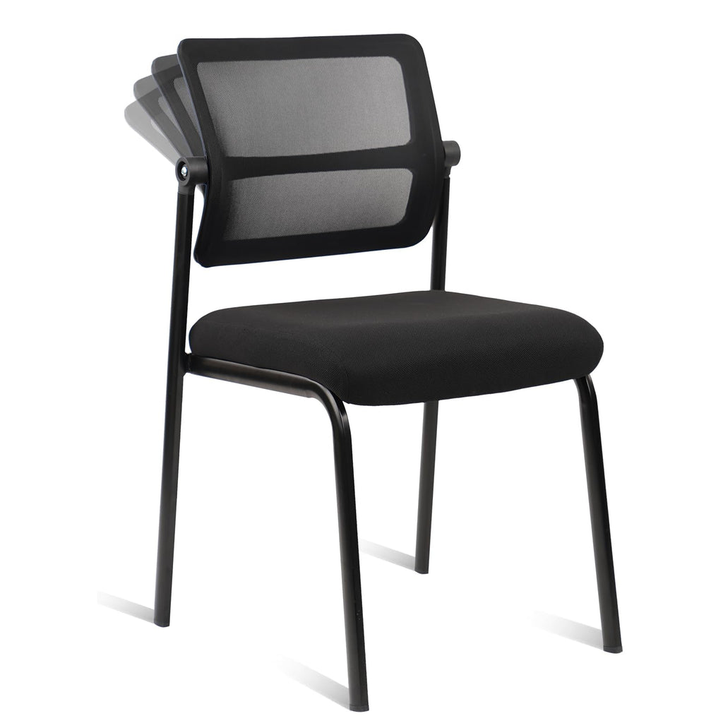 Stacking Armless Office Waiting Room Chair with Adjustable Backrest, Stackable Mesh Guest Reception Desk Chairs with Ergonomic