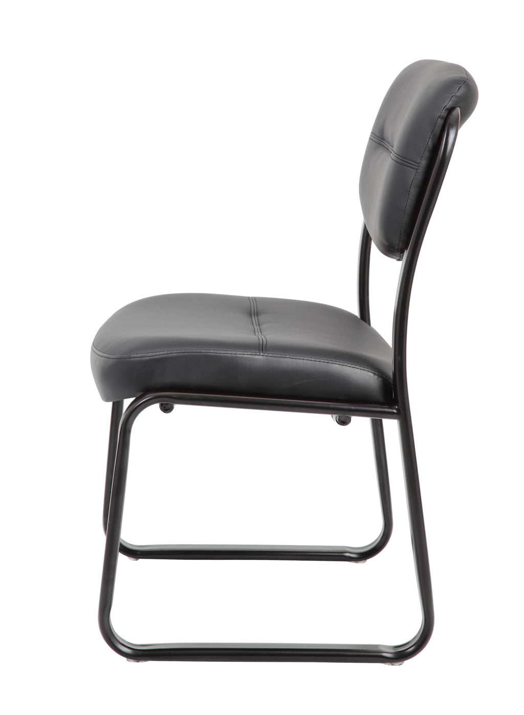 B9539 Leather Sled Base Side Chair in Black, 250