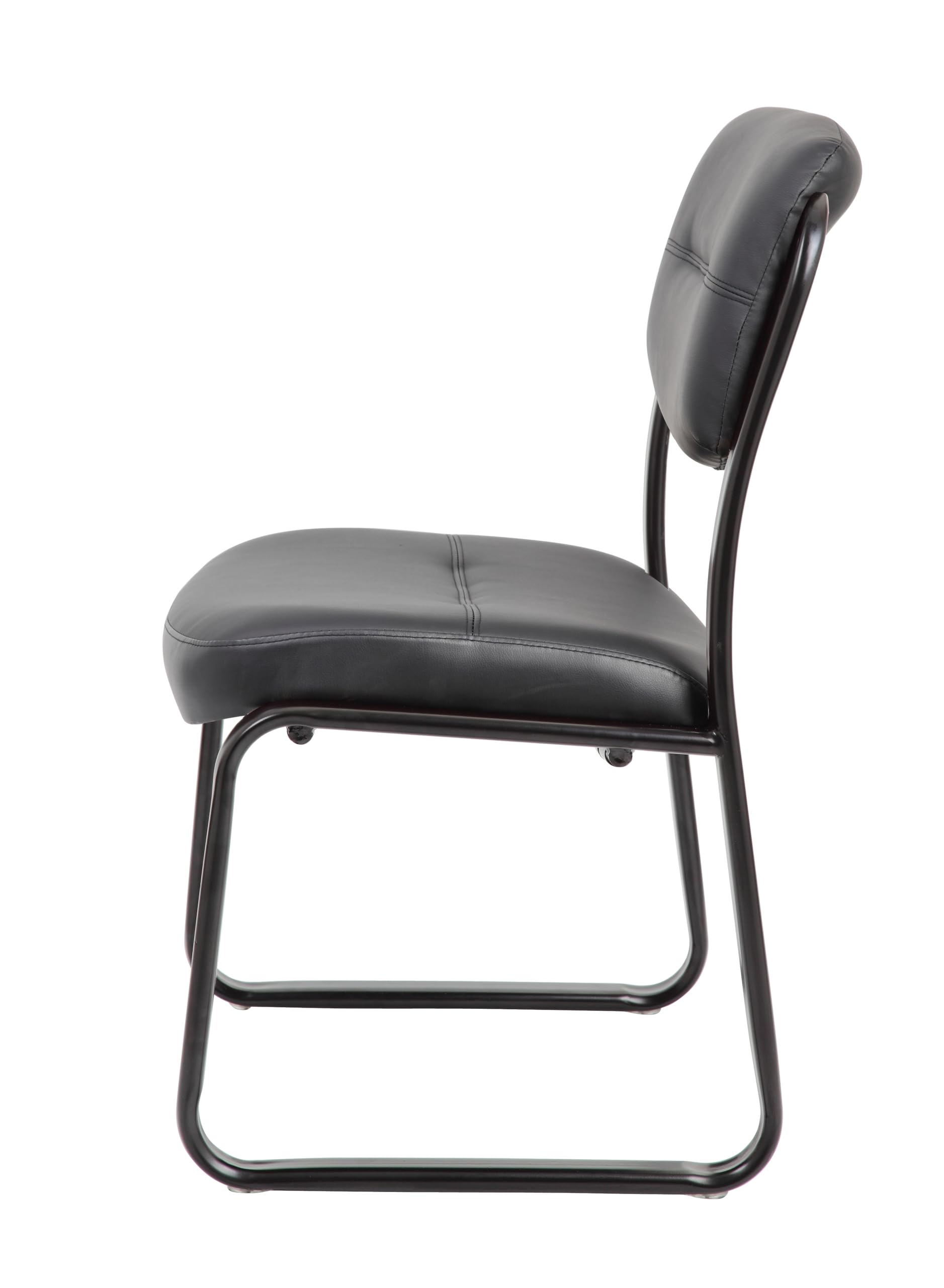 B9539 Leather Sled Base Side Chair in Black, 250