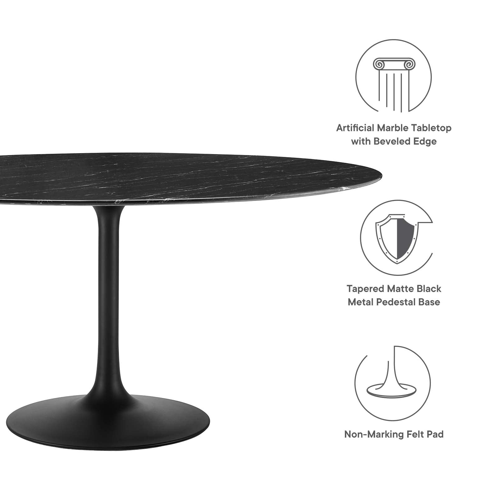 Dining Table, 60", Black Black