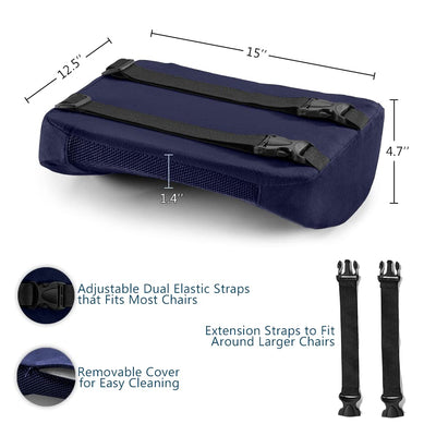 Lumbar Support Back Pillow Office Chair and Car Seat Cushion - Memory Foam with Adjustable Strap and Breathable 3D Mesh (Navy)