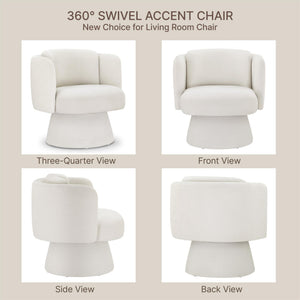 Swivel Barrel Chair,360° Accent Chairs with Round Backrest,Upholstered Lounge Chair for Vanity,Living Room,Bedroom,Reading Nook,Linen