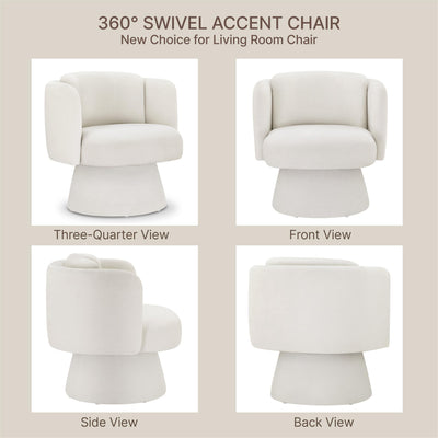 Swivel Barrel Chair,360° Accent Chairs with Round Backrest,Upholstered Lounge Chair for Vanity,Living Room,Bedroom,Reading Nook,Linen