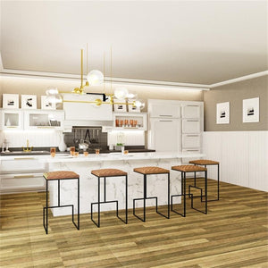 Counter Height Bar Stool, Modern Backless Bar Stool for Kitchen Island & Home Bar, Faux Leather Upholstered Seat with Metal Frame, Industrial Style Counter Stool, Brown