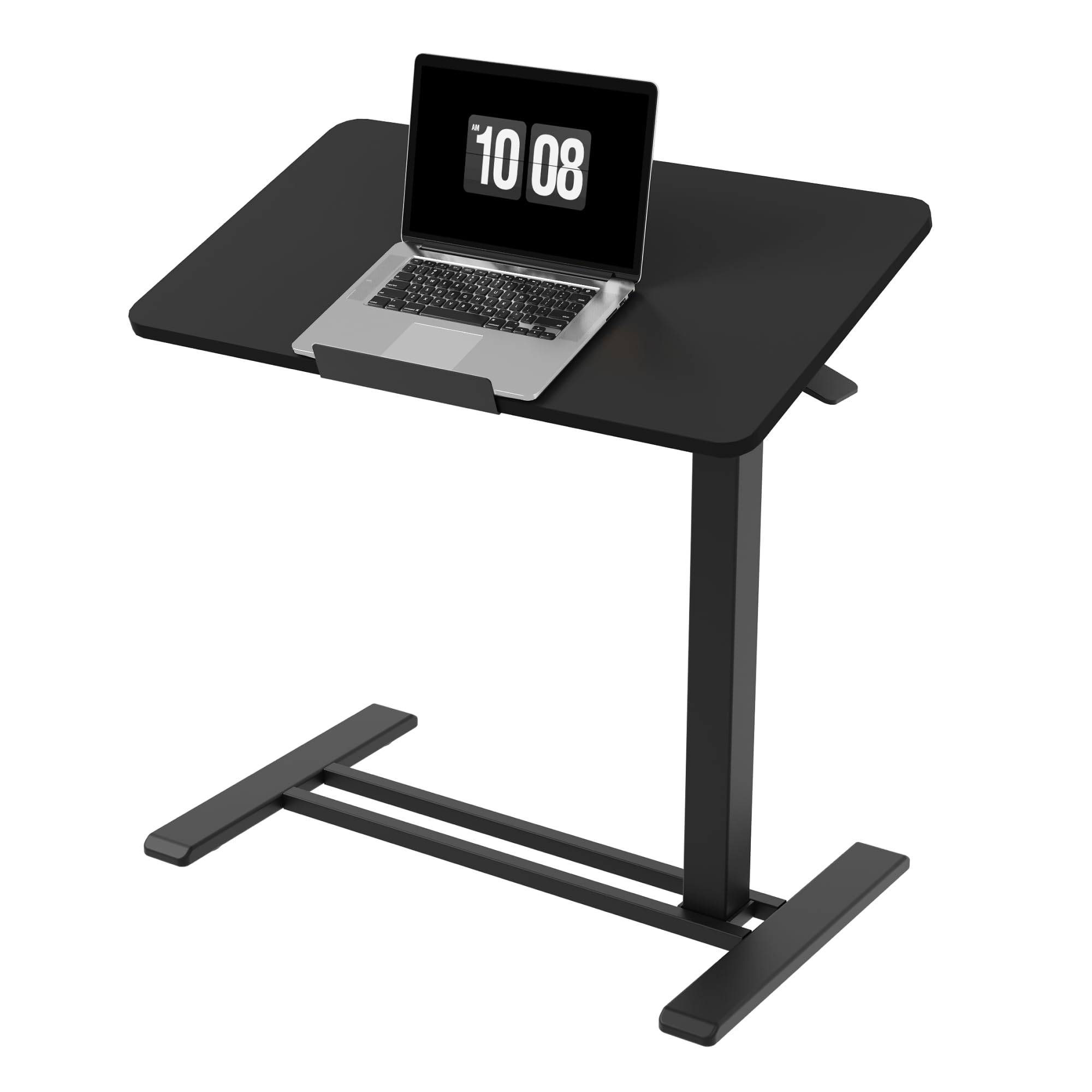 H7 PRO Mobile Standing Desk Adjustable Overbed Table Pneumatic with Wheels 90°Tiltable Portable Laptop Desk Rolling Computer Cart Foldable Bedside Table(31.5