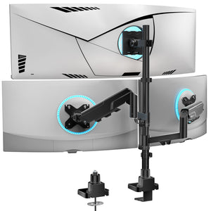 Triple Monitor Mount - Extra Tall 3 Monitor Desk Mount for 13-49 Inch Ultrawide Screens, Up to 44 lbs, Fully Adjustable Heavy Duty Monitor Arm, VESA 75/100 mm (GSDM003-P), Black