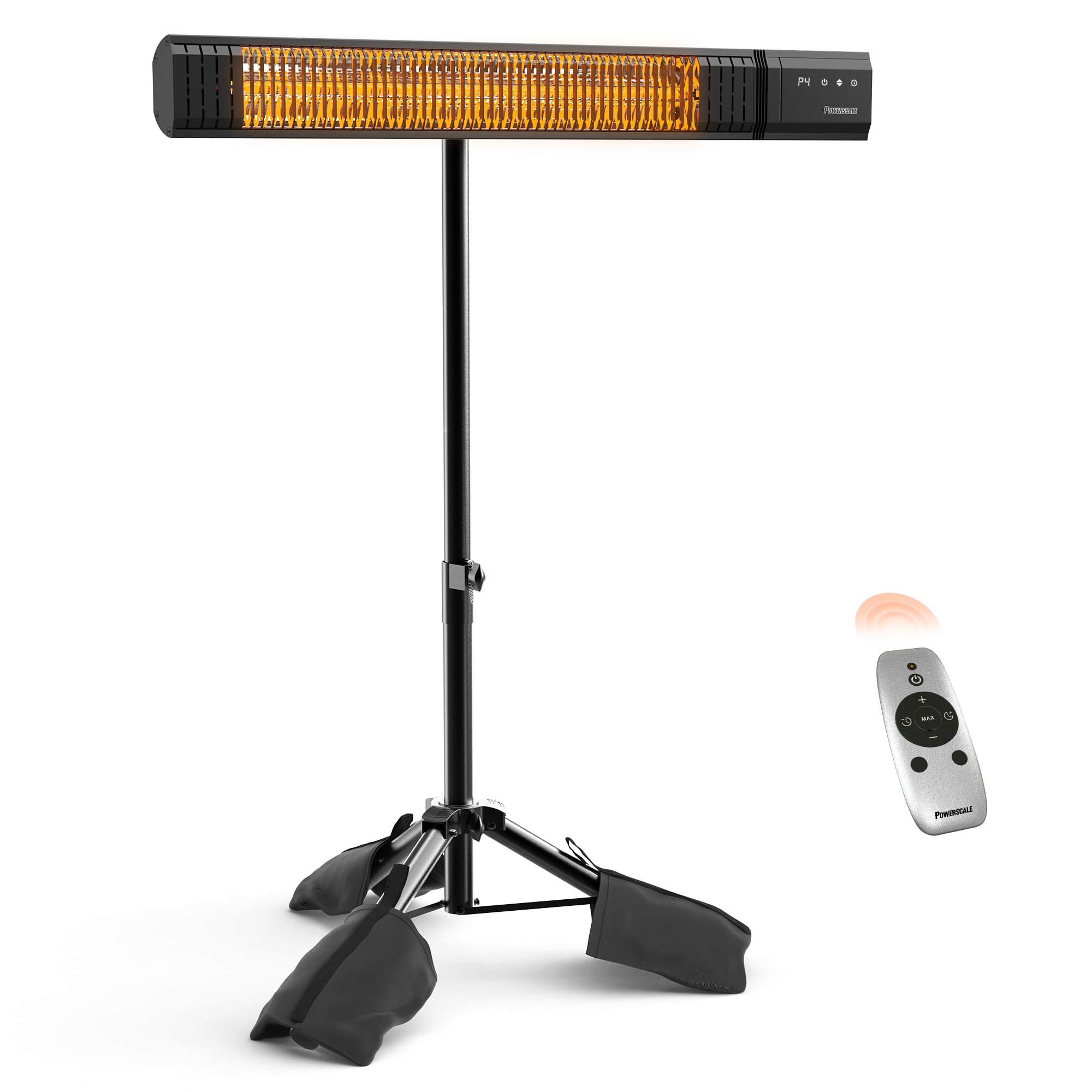 Outdoor Heaters for Patio Electric with Tripod Stand, 1500W Infrared Electric Patio Heater, IP65 Rated, 4 Heat Levels & 24H Timer with Remote, For Covered Outdoor/Indoor & Spot Heating