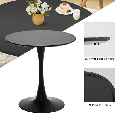 Black Round Dining Table, 27.6