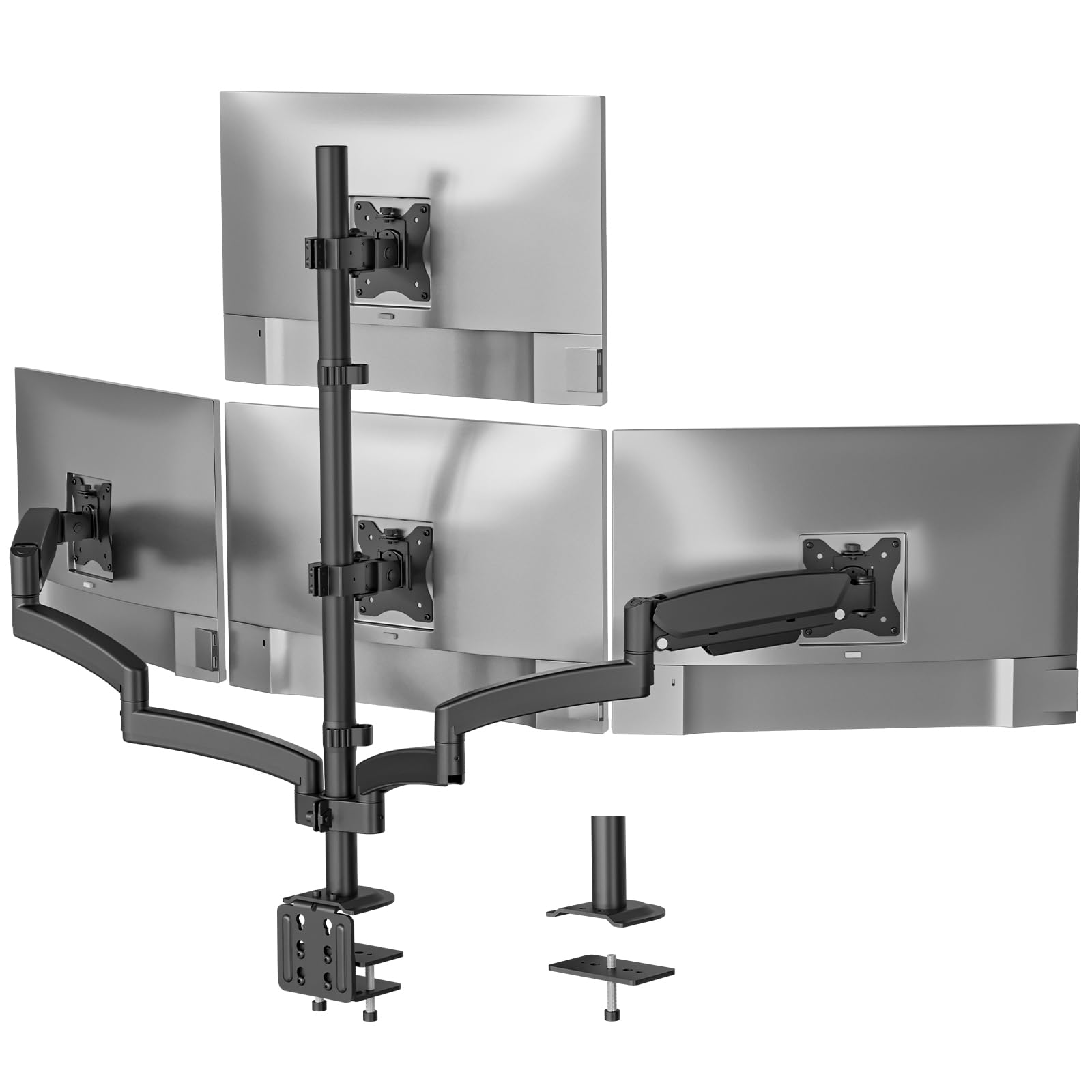 Quad Monitor Mount for 13-27 inch Screens, Extra Tall 4 Monitors Desk Mount, up to 19.8lbs, 32.2 inch Height Max, Fully Adjustable 4 Monitor Arms, VESA 75/100mm (GSDM004S), Black