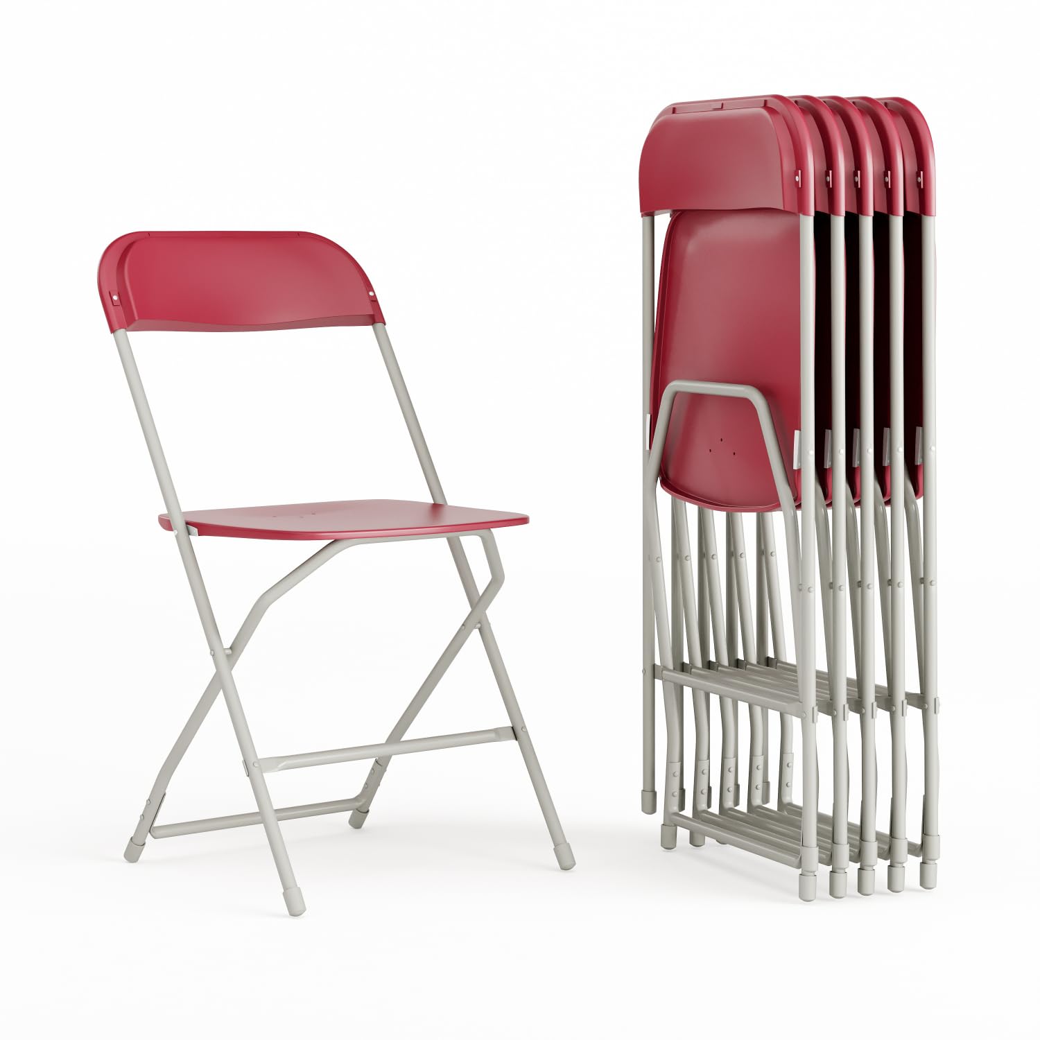 6 Pack, Hercules Series Plastic Folding Chair - Red -  650LB Weight Capacity Comfortable Event Chair-Lightweight Folding Chair