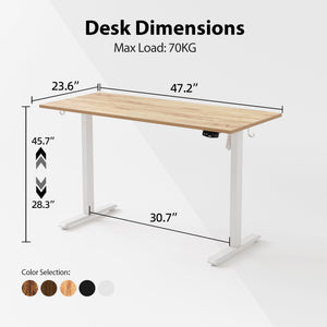 Electric Standing Desk, 48 x 24 Inches, Light Rustic Brown