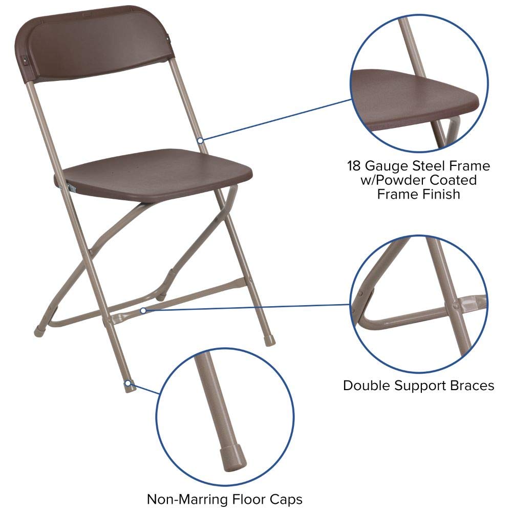 Hercules™ Series Plastic Folding Chair - Brown - 2 Pack 650LB Weight Capacity Comfortable Event Chair-Lightweight Folding Chair