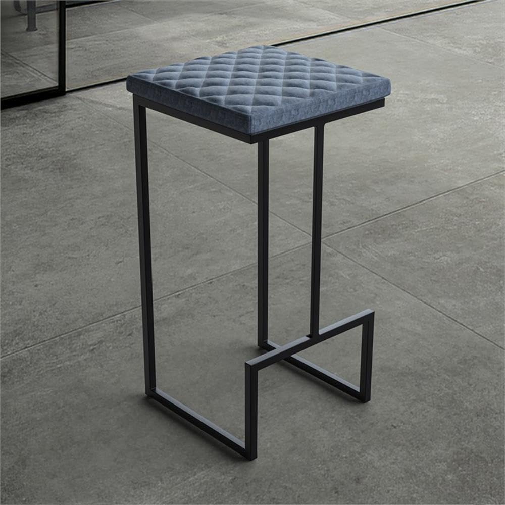 Counter Height Bar Stool, Modern Backless Bar Stool for Kitchen Island & Home Bar, Faux Leather Upholstered Seat with Metal Frame, Industrial Style Counter Stool, Blue
