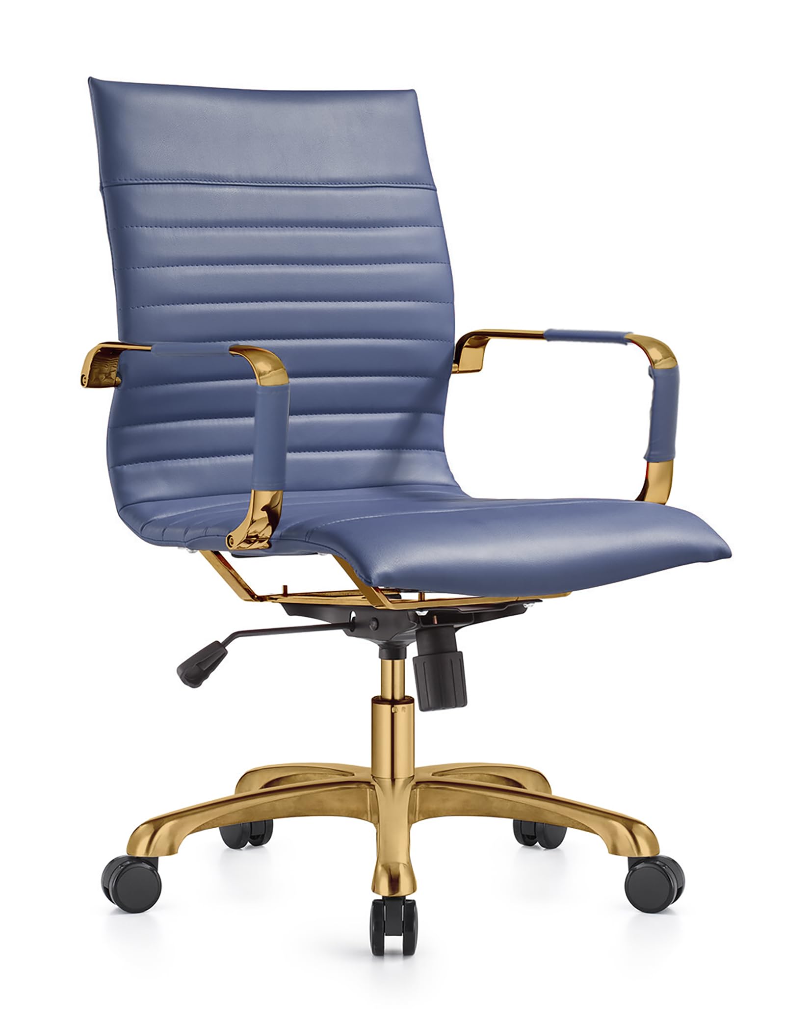 Qty 8  Modern Ergonomic Executive Office Chair, High-Back Leather Conference Desk Chair with Adjustable Height, Tilt Control, 360° Swivel & Gold Frame for Home Office