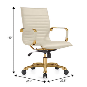 Qty 4 Modern Ergonomic Executive Office Chair, High-Back Leather Conference Desk Chair with Adjustable Height, Tilt Control, 360° Swivel & Gold Frame for Home Office