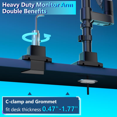 Dual Monitor Mount for Ultrawide Heavy Duty Curved Monitor Stacking, Dual Monitor Arms Fits 13-49 Inch for Ultrawide Screens up to 44lbs, 49 inch Monitor Arm, Black