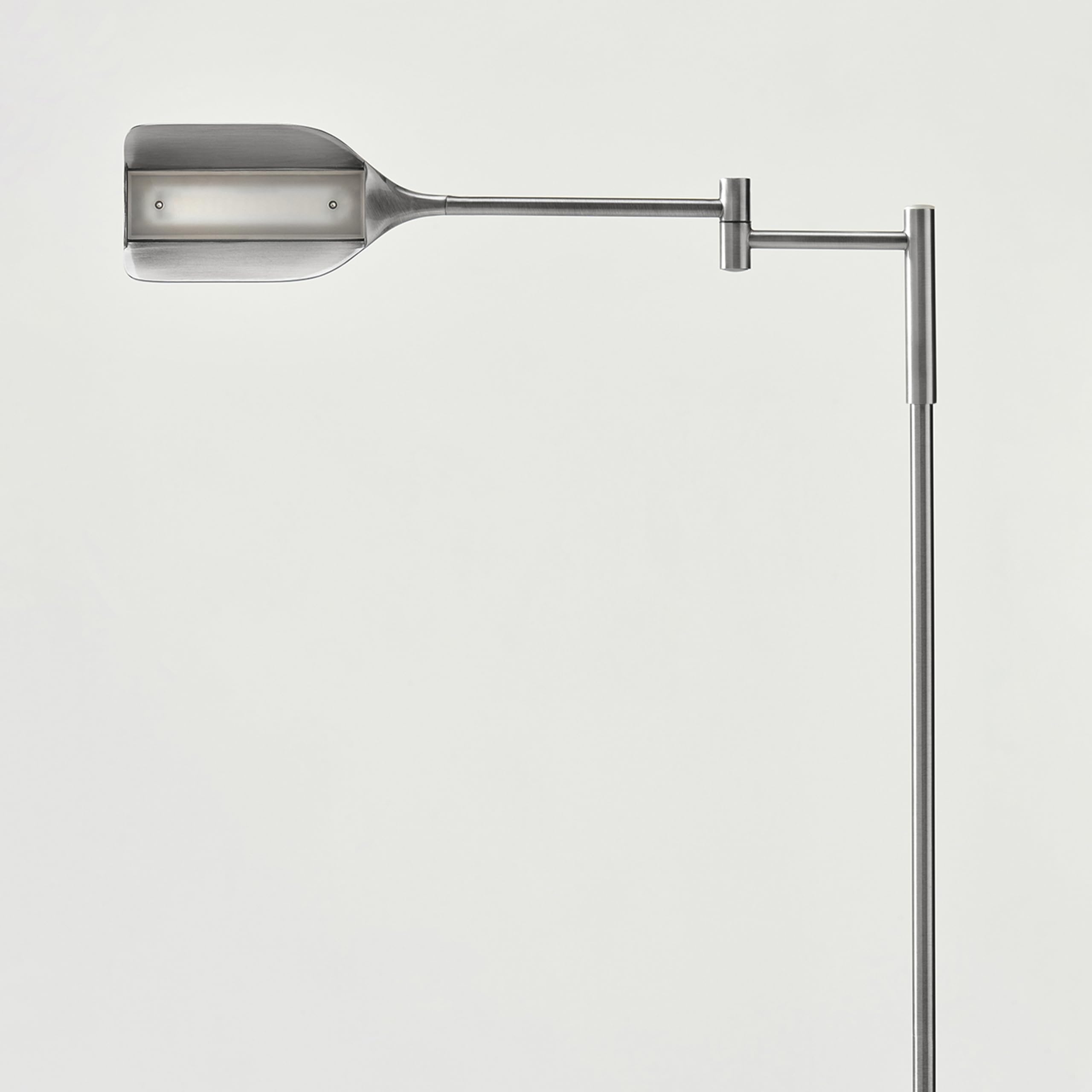 Leaf Pharmacy LED Reading Lamp, Dimmable Floor Lamp with Easy Adjustable Rotation Over Chair or Desk for Living Room, Work Light for Office, Modern Minimalist Home Decor - Platinum Silver